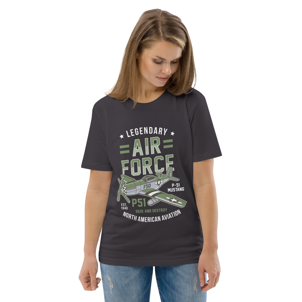 Legendary P-51 Mustang Aviation Graphic | Organic Unisex Short Sleeve T-Shirt