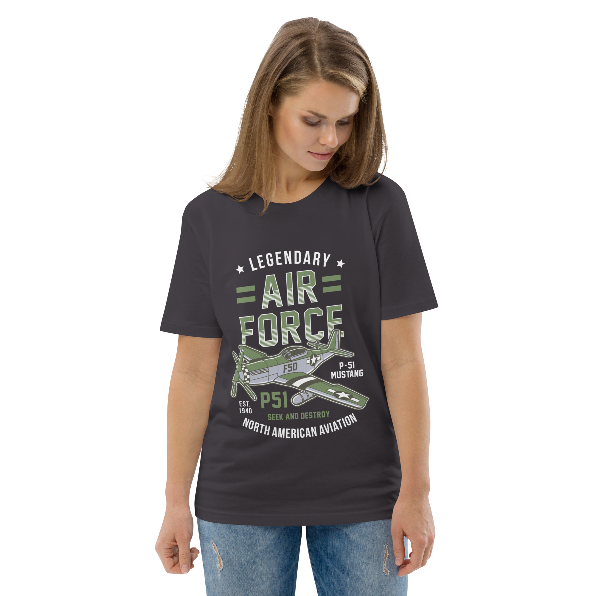 Legendary P-51 Mustang Aviation Graphic | Organic Unisex Short Sleeve T-Shirt