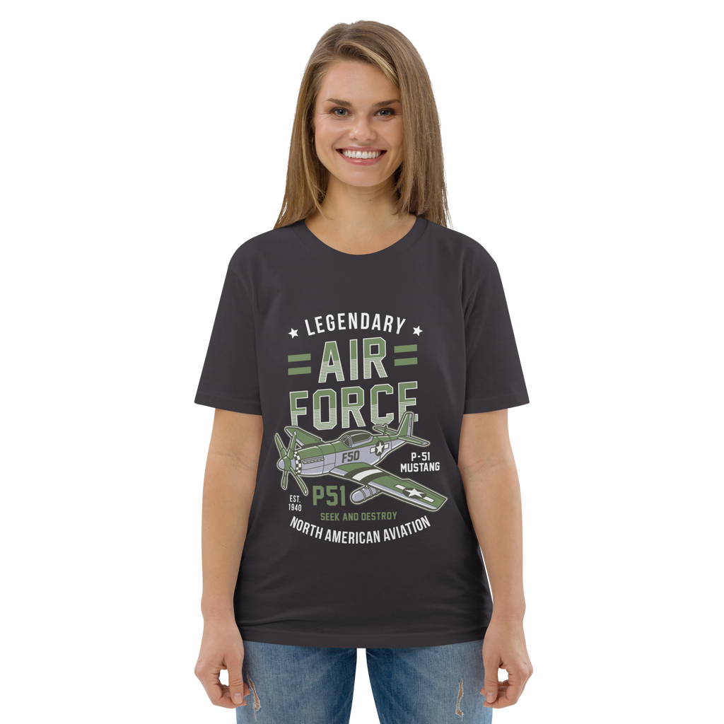 Legendary P-51 Mustang Aviation Graphic | Organic Unisex Short Sleeve T-Shirt