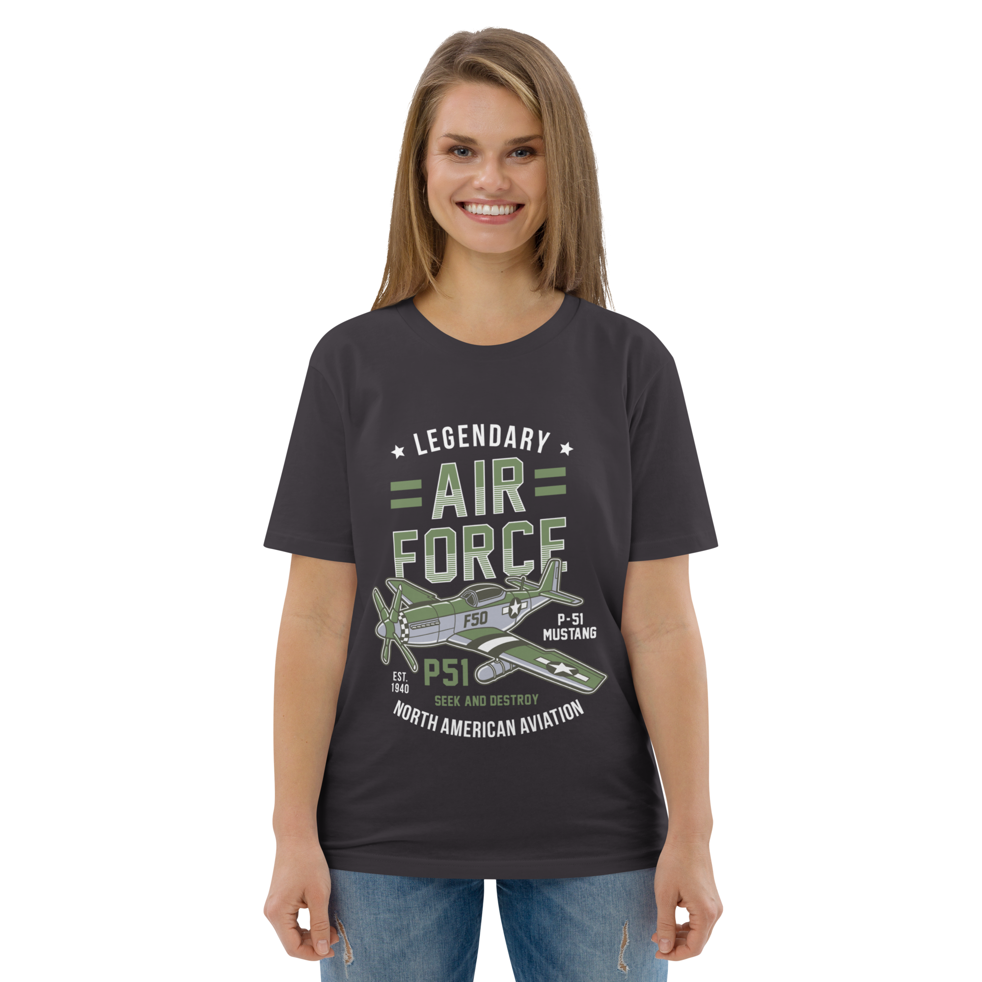Legendary P-51 Mustang Aviation Graphic | Organic Unisex Short Sleeve T-Shirt