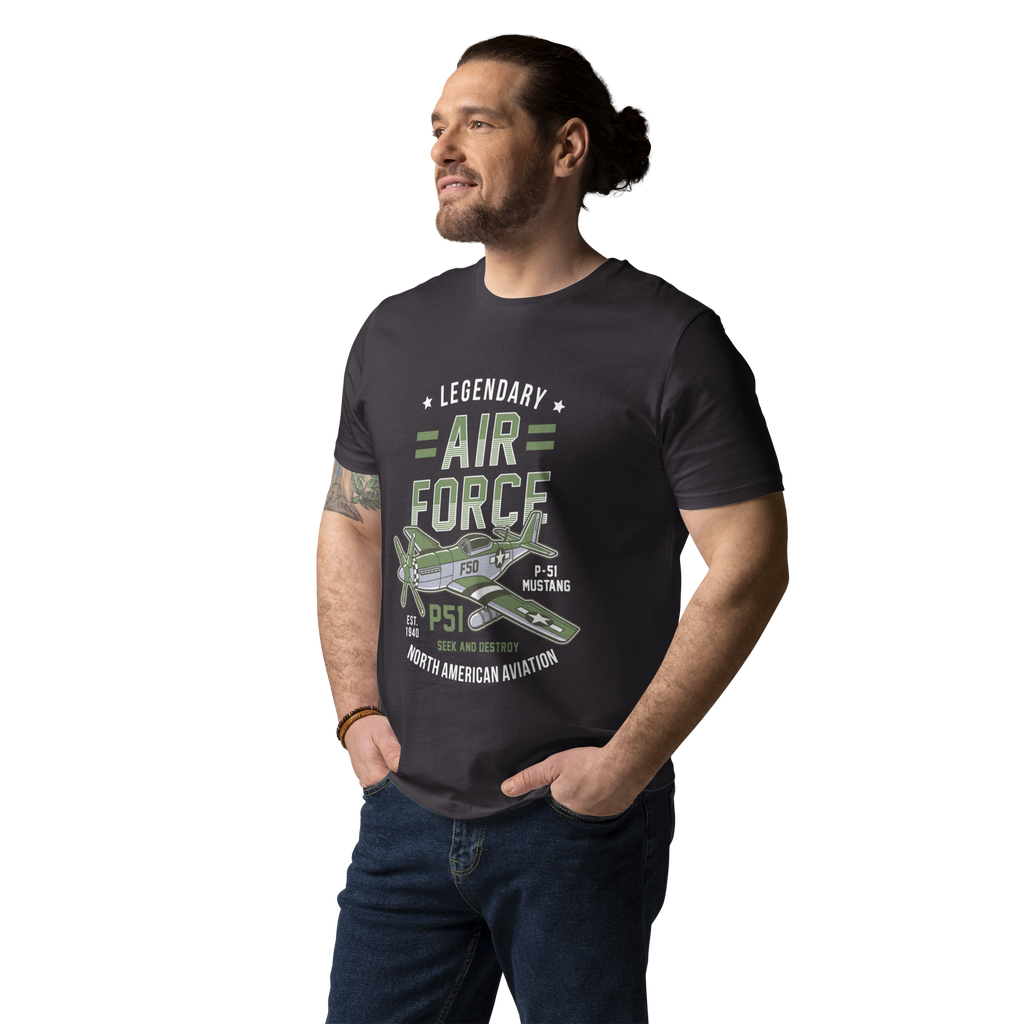 Legendary P-51 Mustang Aviation Graphic | Organic Unisex Short Sleeve T-Shirt