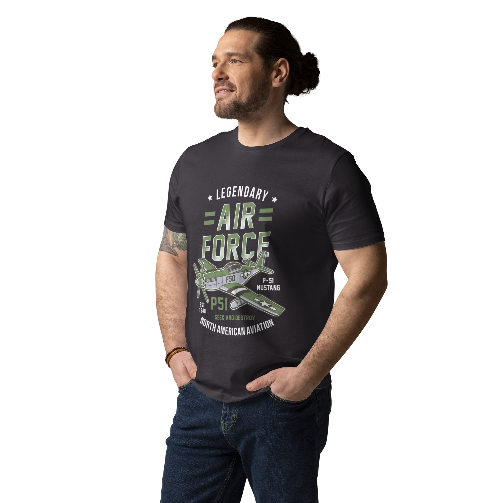 Legendary P-51 Mustang Aviation Graphic | Organic Unisex Short Sleeve T-Shirt