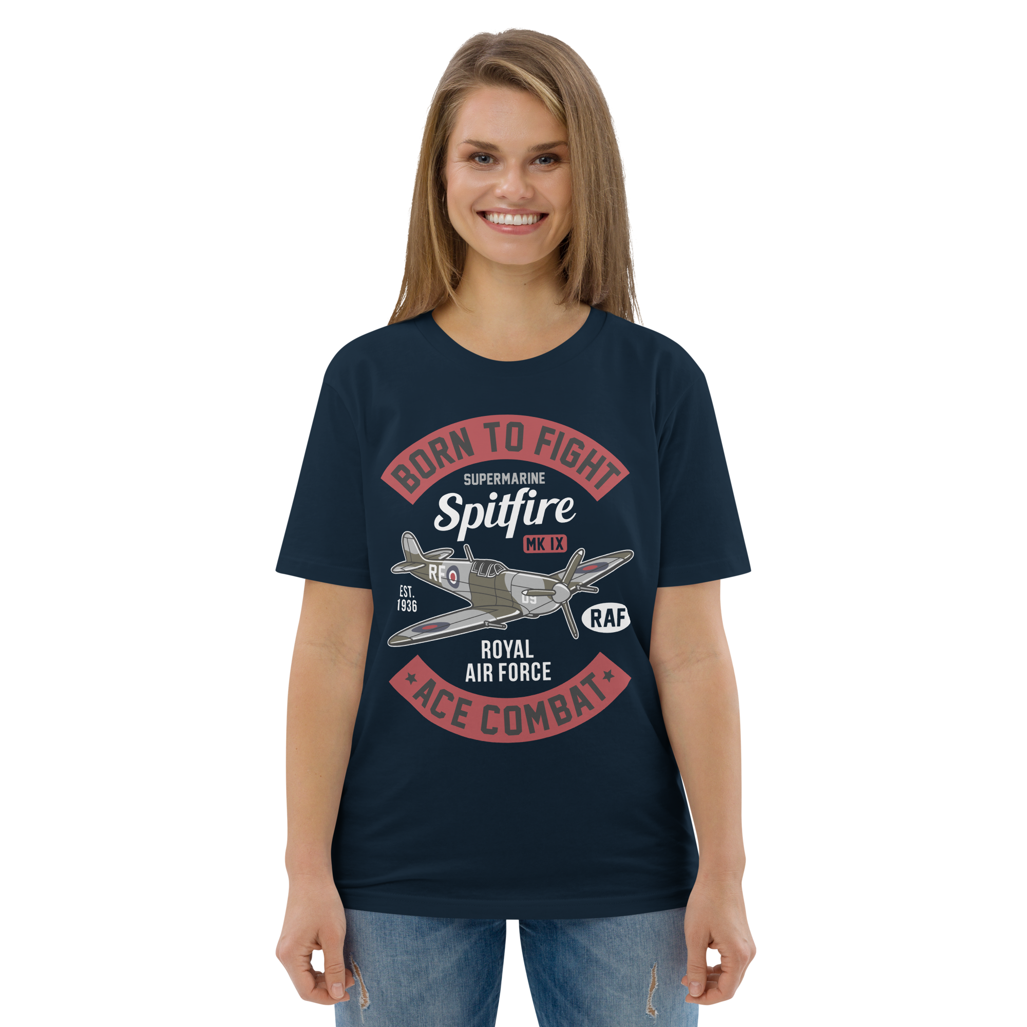 Timeless Supermarine Spitfire Aviation Graphic | Organic Unisex Short Sleeve T-Shirt