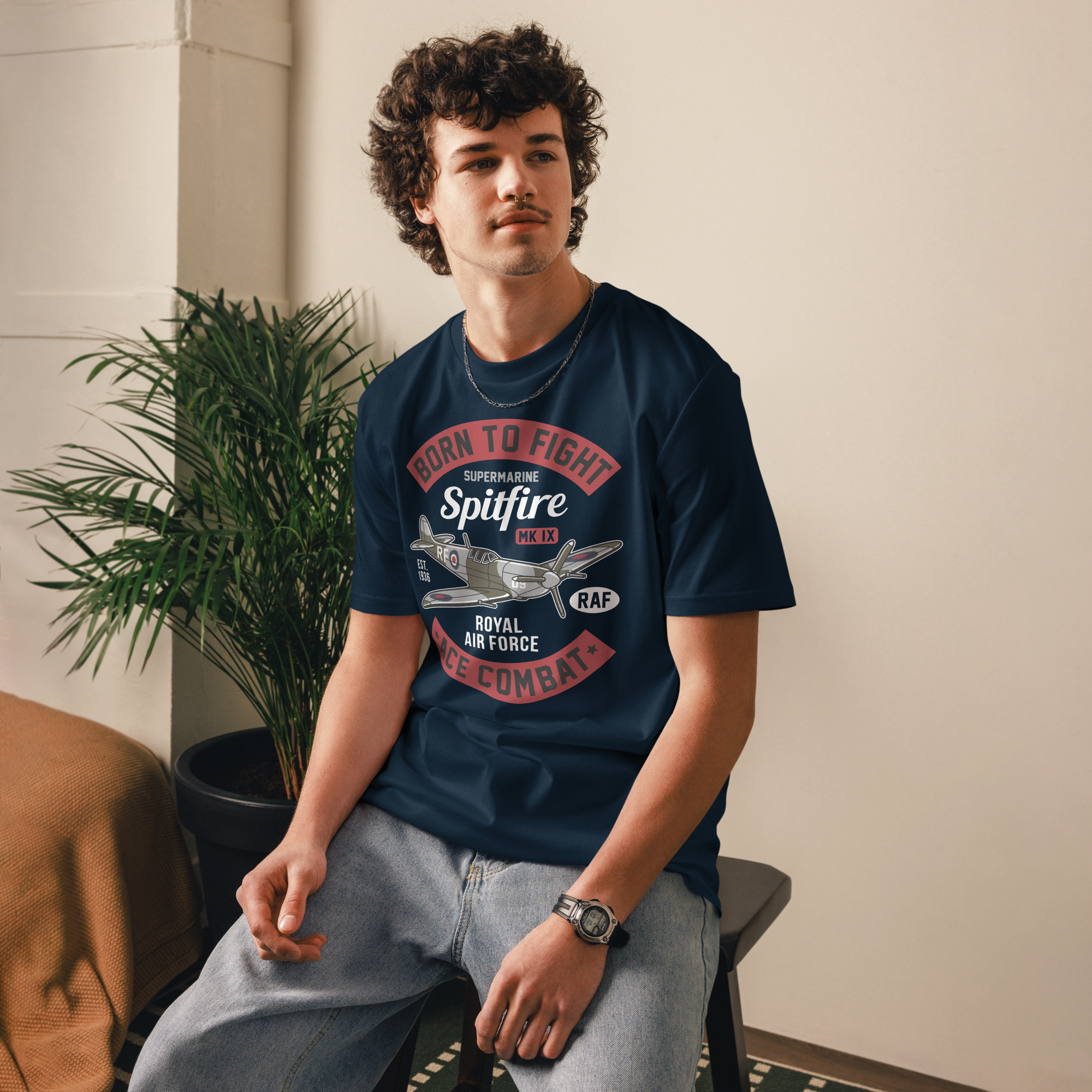Timeless Supermarine Spitfire Aviation Graphic | Organic Unisex Short Sleeve T-Shirt