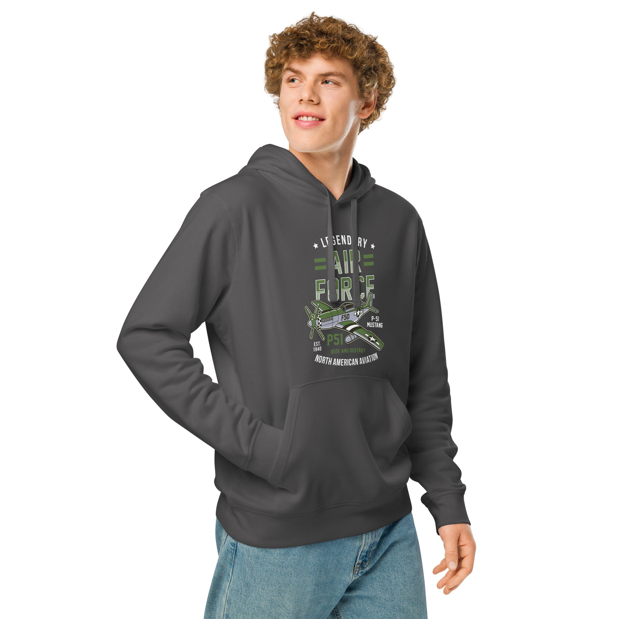 Legendary P-51 Mustang Aviation Graphic | Organic Unisex Hoodie